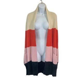 WHO WHAT WEAR Color Block Longline Cardigan Sweater Sz XXL